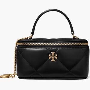BNWT Tory Burch Kira Charm Diamond Quilted Leather Vanity Train Case